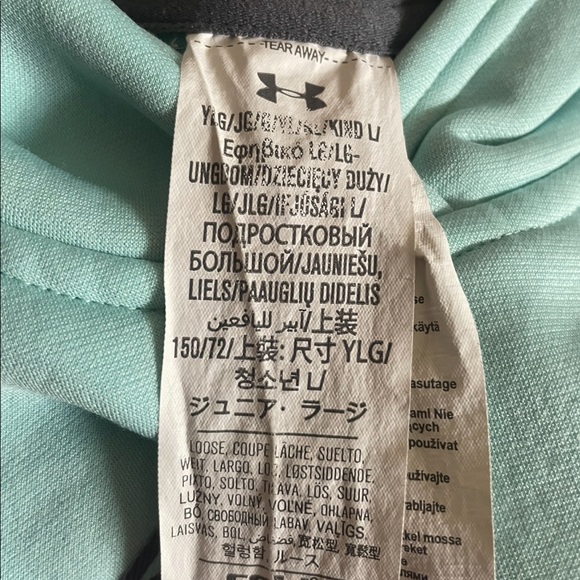 Under Armour Girls Storm1 Logo Cool Mint Fleece Loose Pullover Hoodie Size YLG - Picture 9 of 9